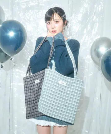 YUINARY 체크 토트백 라이트 블루 유이나 러브 라이브!