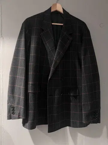 BEAMS 체크 무늬 더블 브레스트 자켓 L