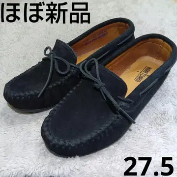 미사용급 미네통카 데크 슈즈 블랙 스웨이드 27.5