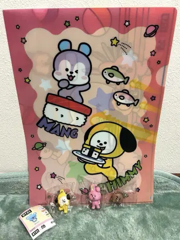 미개봉 새상품 쿠라스시 BT21 키링 3개, 클리어 파일 1개
