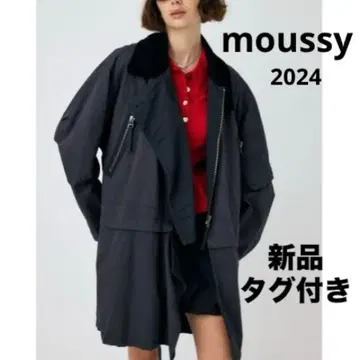 택 포함 새상품 moussy REVERSIBLE 자켓 블랙 롱 기장