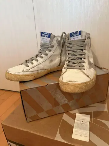 Golden Goose 하이컷 사이드 지퍼 가죽 스니커즈 38