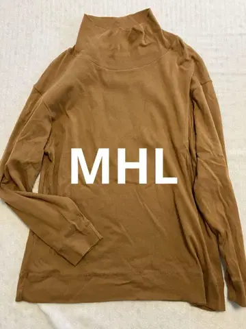 마가렛호웰 MHL 카멜색 하이넥 코튼 100% 티셔츠