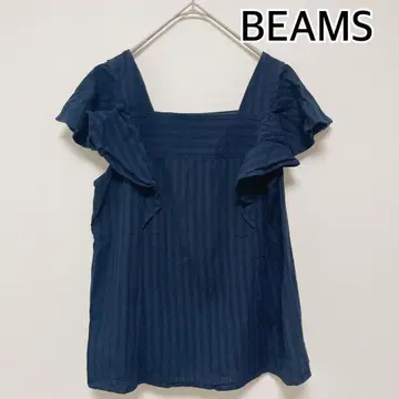 BEAMS 빔즈 반팔 블라우스 네이비