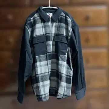 SON OF THE CHEESE 하프 지퍼 체크 셔츠 L 사이즈