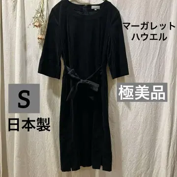새상품급 마가렛호웰 원피스 블랙 일본제 리본 코듀로이 S