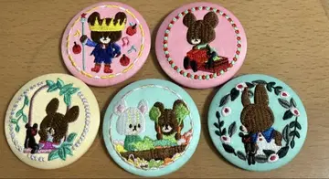 곰돌이 학교 자수 캔뱃지 5개