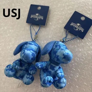 미사용 새상품 USJ 스누피 마스코트 스트랩 블루 [ 2개 세트 ]