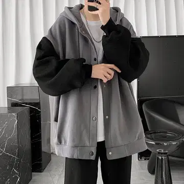 [ 후드 부착 ] 남성용 후드티 긴팔 아우터 빅 사이즈 캐주얼