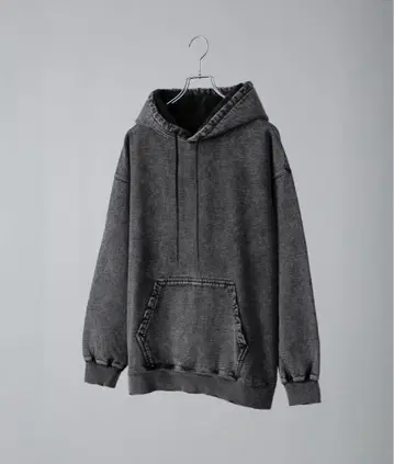 [ CLEL ] 헤비 웨이트 빈티지 디자인 후드티 차콜 그레이 XS