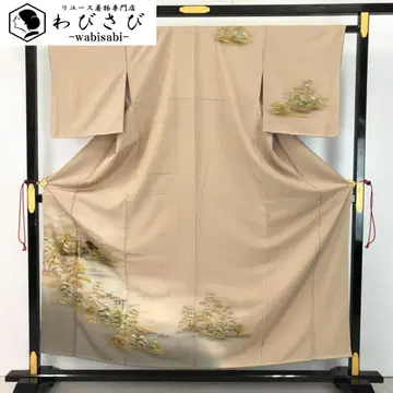 츠케사게 풍경 사찰 나무 무늬 금은채 짚색 시치케 실 K-5347
