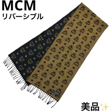 새상품급 MCM 머플러 올 패턴 카멜 블랙 리버서블