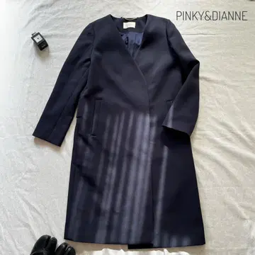 핑크앤다이앤 노카라 코트 롱 기장 네이비 M