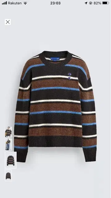 Champion x ZARA 스트라이프 패턴 크루넥 스웨터