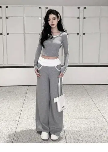 andwang 허리 프릴 리본 팬츠