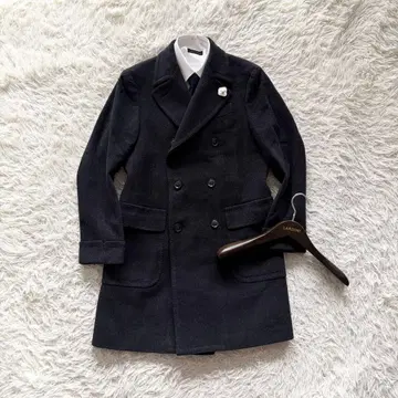 [ 새상품급 ] LARDINI 다크 그레이 더블 울 체스터 코트 48