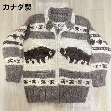 카우친 스웨터 니트 캐나다제 소 들소 버팔로 동물
