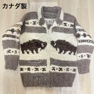 카우친 스웨터 니트 캐나다제 소 들소 버팔로 동물