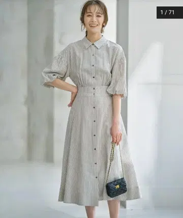 [ 쿠미쿄쿠 ] 볼륨 슬리브 셔츠 원피스 완판템