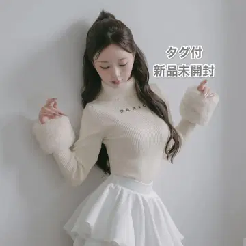 다리치 Darich 스무스 퍼 리브 니트탑 로고 화이트 새상품