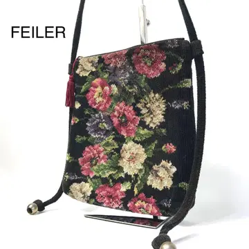 페일러 FEILER 플라워 무늬 숄더백 블랙