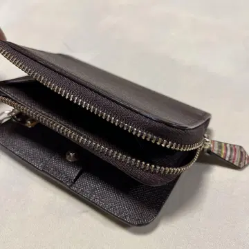 레어 Paul Smith 다크 브라운 가죽 코인 케이스 겸 키케이스 포함