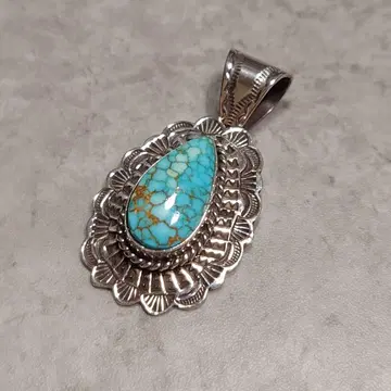 NAVAJO Art Platero 터콰이즈 목걸이 스파이더 웹