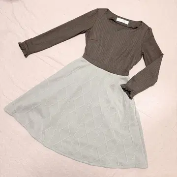 tocco closet 허리 리본 포함 리브 니트 도킹 원피스