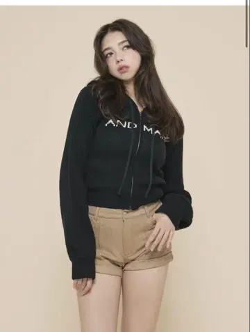 andmary Jeniffer knit hoodie set black