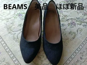 BEAMS 블랙 스웨이드풍 스틸레토 펌프스