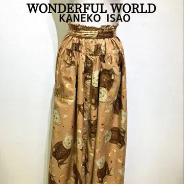 WONDERFUL WORLD 카네코 이사오 꽃과 곰돌이 패턴 롱 스커트