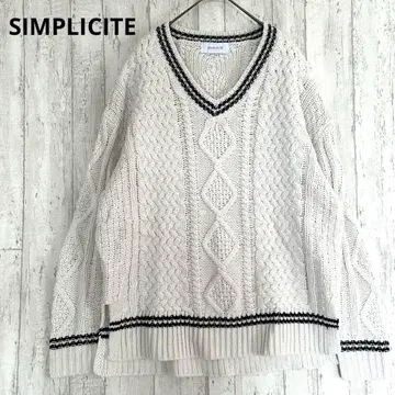 심플 시티 SIMPLICITE 스웨터 [ F ] 니트 배색 라인