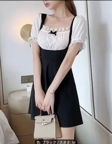 새상품 블랙 반팔 미니 원피스 M