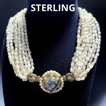 12연 라이스 진주 목걸이 STERLING