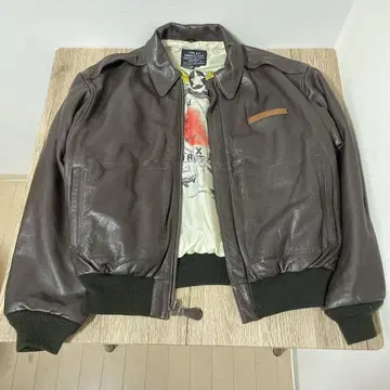 80s AVIREX 플라이트 가죽 자켓 탑건 A-2 브라운