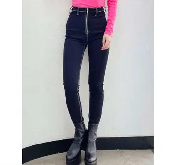 GYDA 하이웨스트 ZIP 스키니 팬츠 블랙
