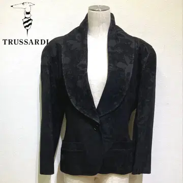 TRUSSARDI 블랙 가죽 자켓 꽃무늬 양가죽 100%