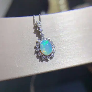 천연 오팔 펜던트 ( 6 x 8mm / S925 실버 플라티나 코팅 )