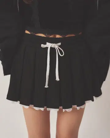 PELLICULE sweat lace pleats skirt