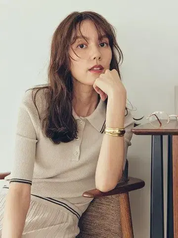 폴로 카라 리브 니트 풀오버 아이보리 사이즈 1