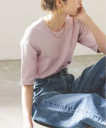 노블 수빈 코튼 5부 소매 T셔츠