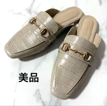 LELIEN PLUS 악어 무늬 비트 로퍼 뮬 베이지 L 사이즈