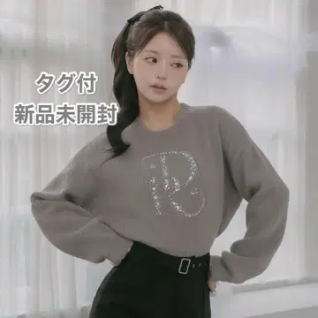 다리치 darich DR 비쥬 볼륨 리브 니트탑 그레이 로고