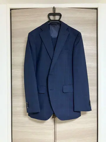 수트 컴퍼니/CANONICO/네이비 체크 수트/A6/봄/여름/새상품급