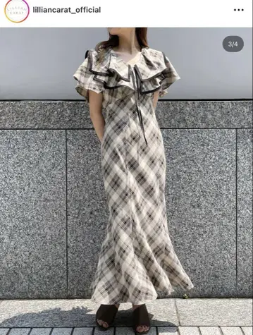 LILIANCARAT 스퀘어 프릴 머메이드 원피스