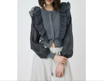 완판템 새상품급 MOUSSY 마우지 WOVEN FRILLS 가디건