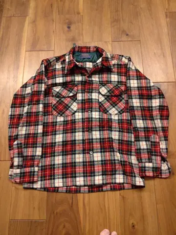 Pendleton 체크 무늬 플란넬 셔츠 M 70년대
