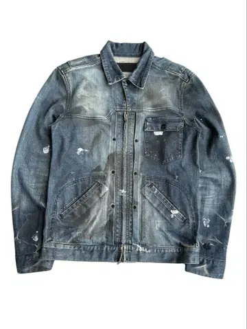 mud washed zip denim jacket