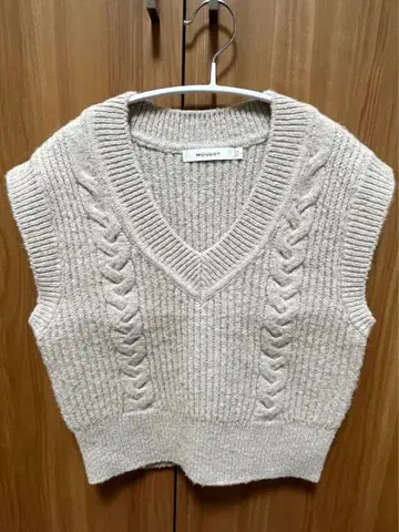 거의 미사용 MOUSSY 베이지 니트 베스트 FREE 사이즈