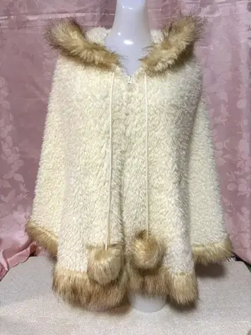 LIZLISA 플리스 후드 부착 판초 케이프 코트